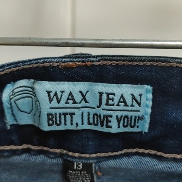 WAX JEAN dark wash blue destroyed skinny stretchy jeans size 13 - Picture 6 of 15